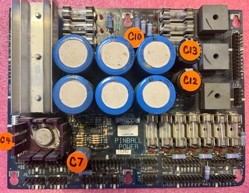 CAPCOM Power Board/PCB Mini Capacitor Repair Kit Layout