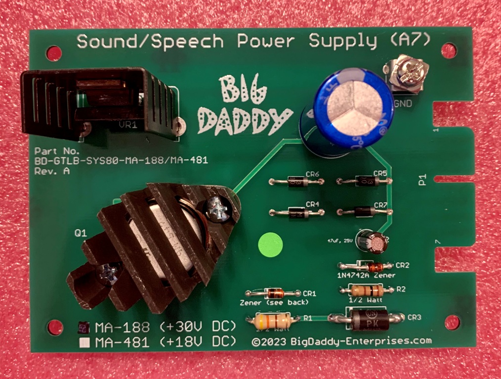 BD-GTLB-SYS80-MA-188 Gottlieb Sound/Speech Power Supply Board